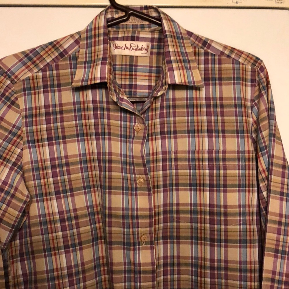 Women’s cotton-blend plaid button-down shirt l/s